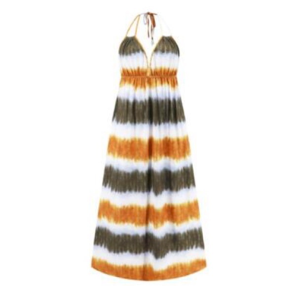 Dresses & Skirts - Elegant Striped Halter Maxi Dress